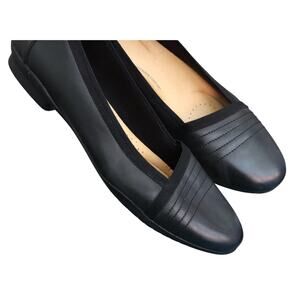 Clarks Collection Black Leather Sara Ballet Flats Shoes Womens 11 Round Toe